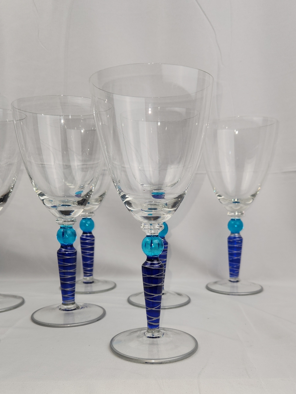 Vintage Pier 1 Orbit Spice Crystal Wine Glasses (Set of 8)